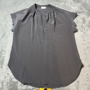 R LABEL 100% Silk Pleated Sleeveless‎ Top Gray Womens Size Small Boho City